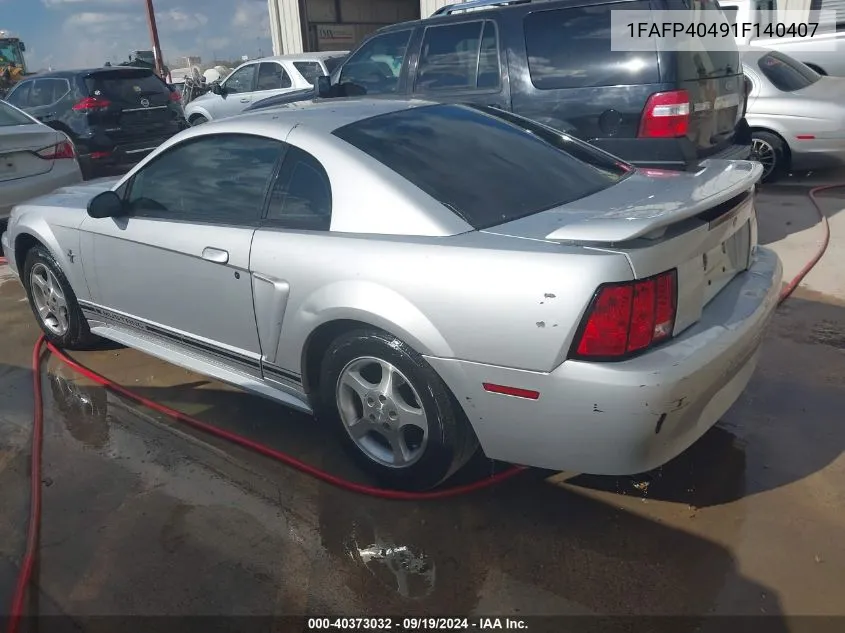 2001 Ford Mustang VIN: 1FAFP40491F140407 Lot: 40373032