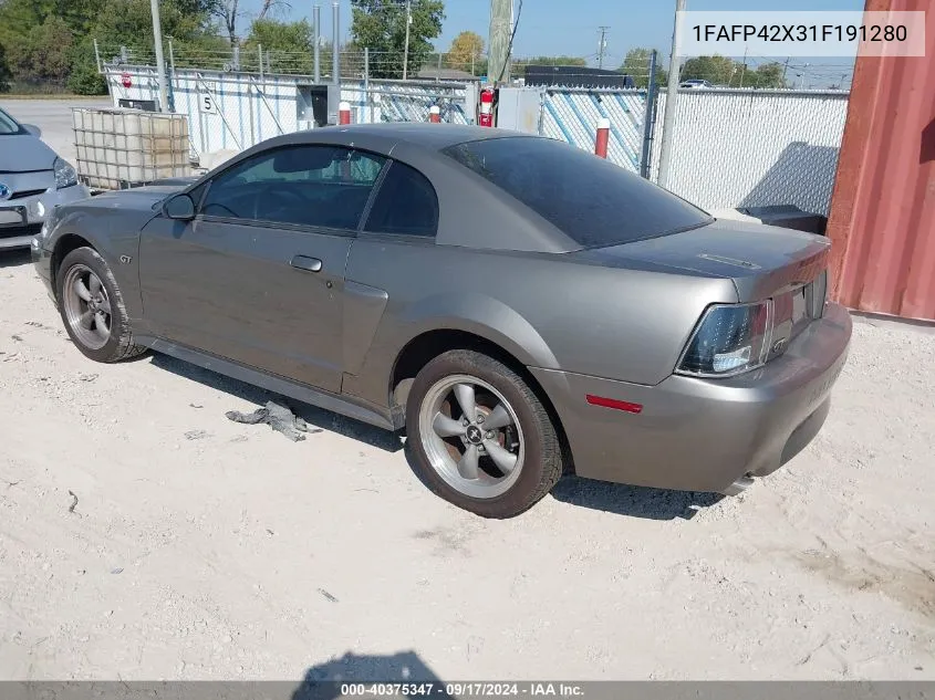 2001 Ford Mustang Gt VIN: 1FAFP42X31F191280 Lot: 40375347