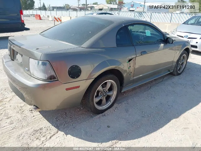 2001 Ford Mustang Gt VIN: 1FAFP42X31F191280 Lot: 40375347