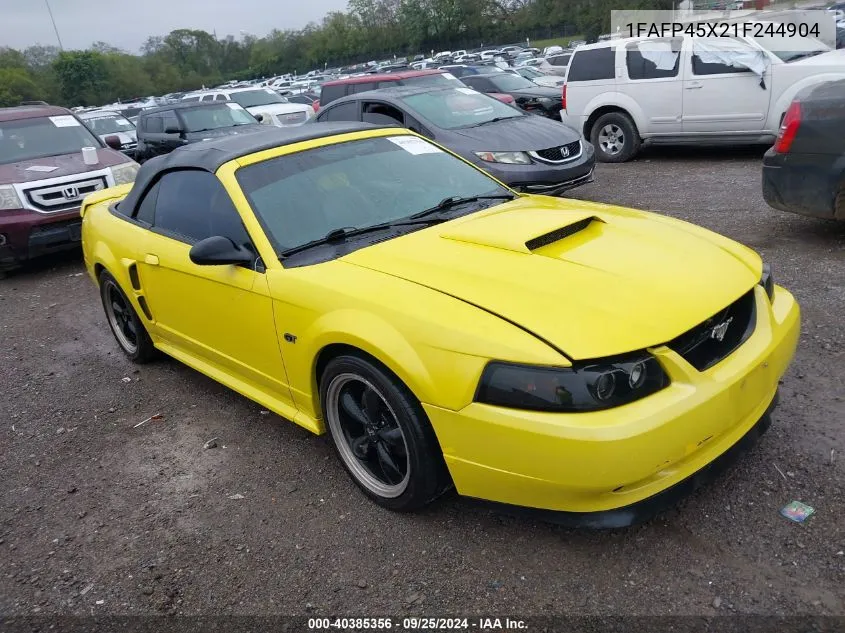 2001 Ford Mustang Gt VIN: 1FAFP45X21F244904 Lot: 40385356