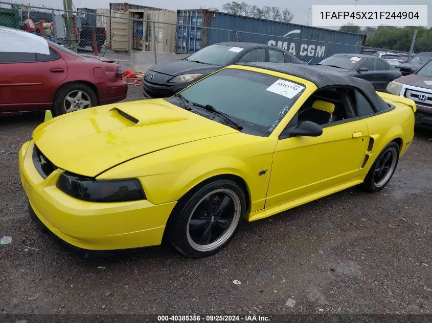 2001 Ford Mustang Gt VIN: 1FAFP45X21F244904 Lot: 40385356