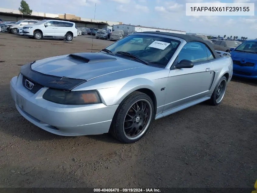 2001 Ford Mustang Gt VIN: 1FAFP45X61F239155 Lot: 40406470