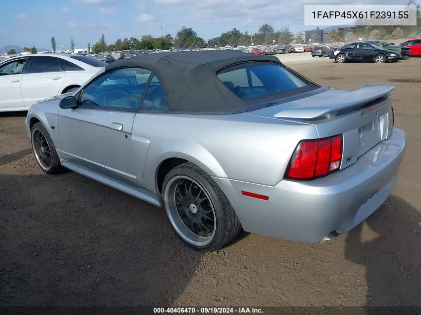 2001 Ford Mustang Gt VIN: 1FAFP45X61F239155 Lot: 40406470