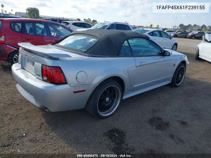 2001 Ford Mustang Gt VIN: 1FAFP45X61F239155 Lot: 40406470