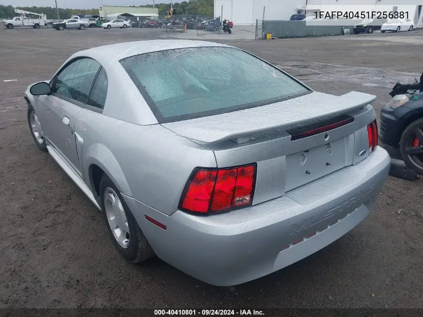 2001 Ford Mustang VIN: 1FAFP40451F256381 Lot: 40410801