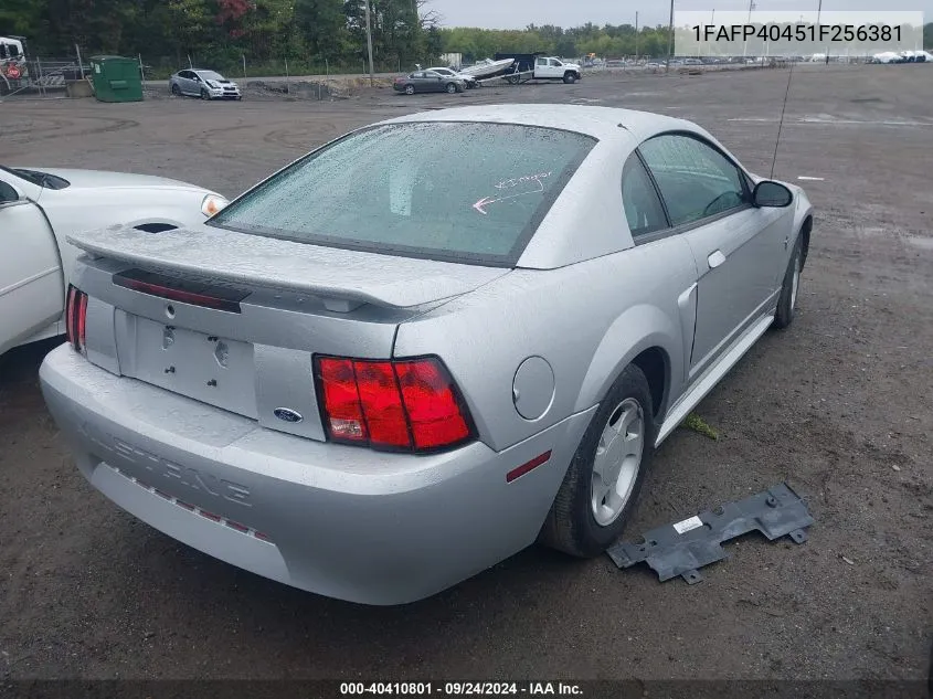 2001 Ford Mustang VIN: 1FAFP40451F256381 Lot: 40410801