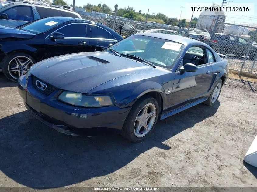 2001 Ford Mustang VIN: 1FAFP40411F152616 Lot: 40420477