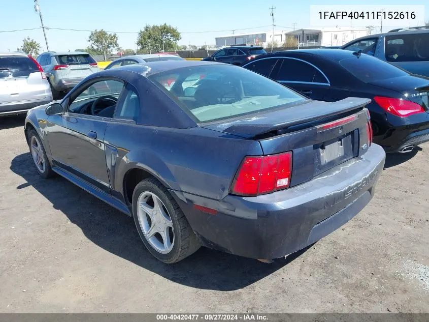 2001 Ford Mustang VIN: 1FAFP40411F152616 Lot: 40420477