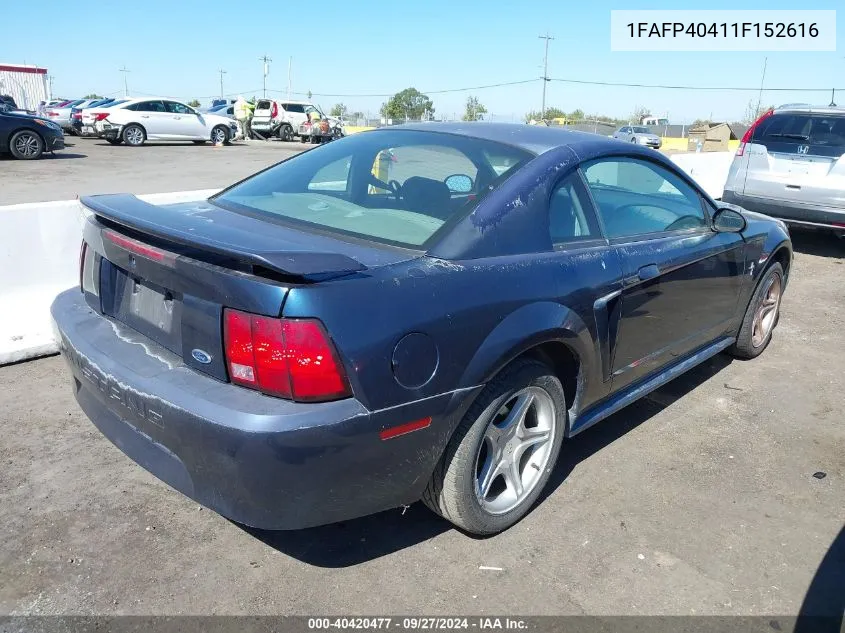 2001 Ford Mustang VIN: 1FAFP40411F152616 Lot: 40420477