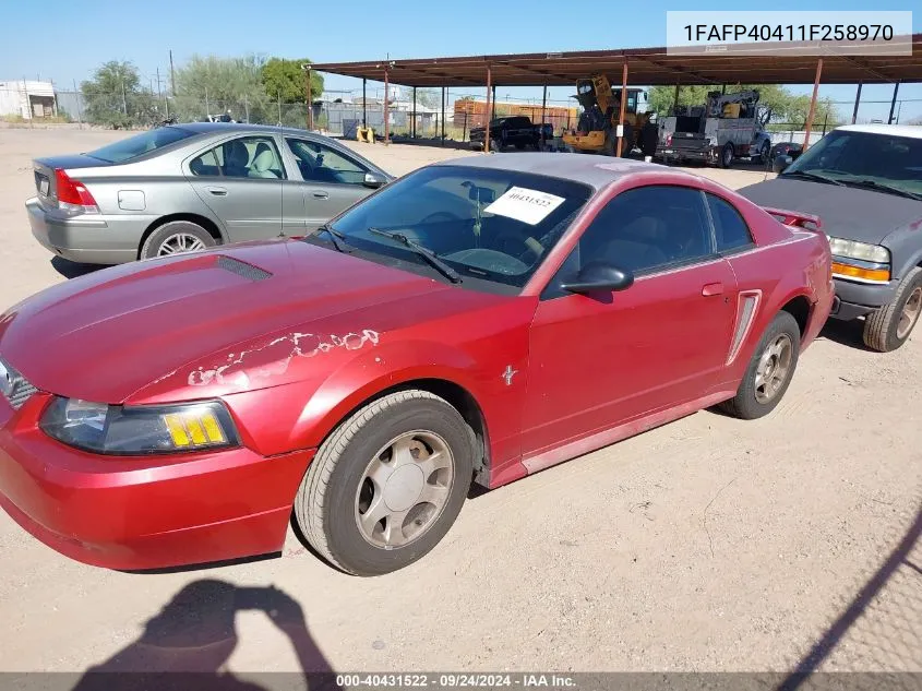 2001 Ford Mustang VIN: 1FAFP40411F258970 Lot: 40431522