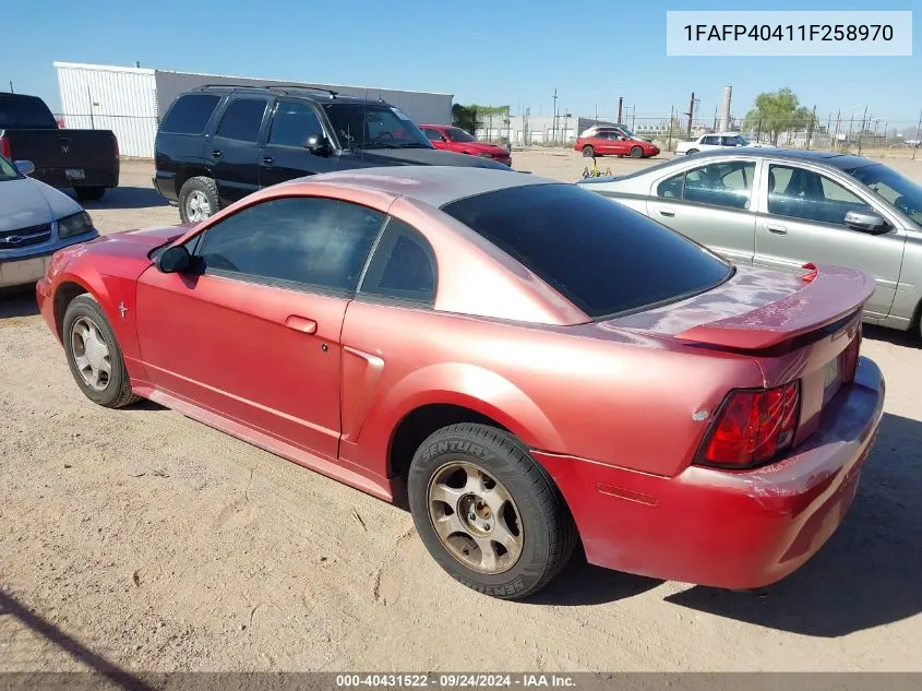 2001 Ford Mustang VIN: 1FAFP40411F258970 Lot: 40431522