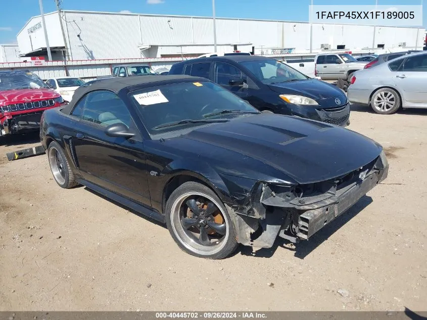 2001 Ford Mustang Gt VIN: 1FAFP45XX1F189005 Lot: 40445702