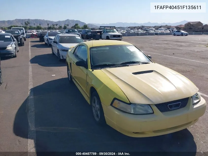 2001 Ford Mustang VIN: 1FAFP40451F135611 Lot: 40457789