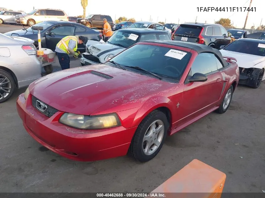 2001 Ford Mustang VIN: 1FAFP44411F117441 Lot: 40462688