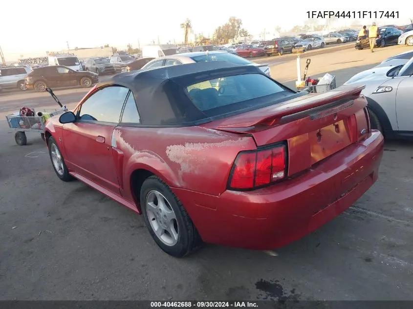 2001 Ford Mustang VIN: 1FAFP44411F117441 Lot: 40462688