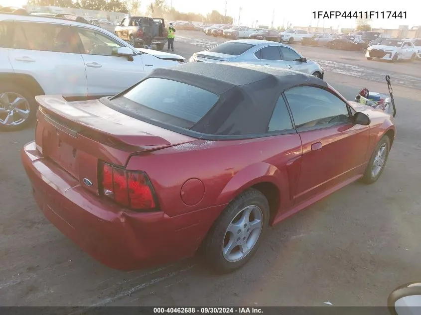 2001 Ford Mustang VIN: 1FAFP44411F117441 Lot: 40462688