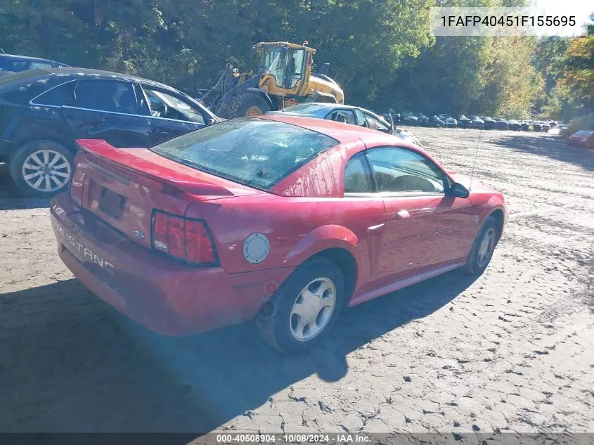 2001 Ford Mustang VIN: 1FAFP40451F155695 Lot: 40508904