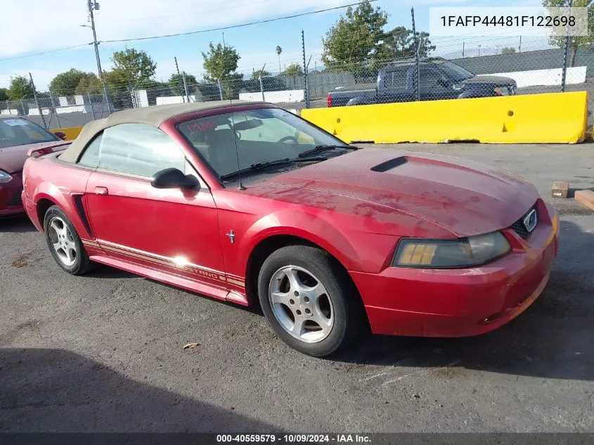 2001 Ford Mustang VIN: 1FAFP44481F122698 Lot: 40559579