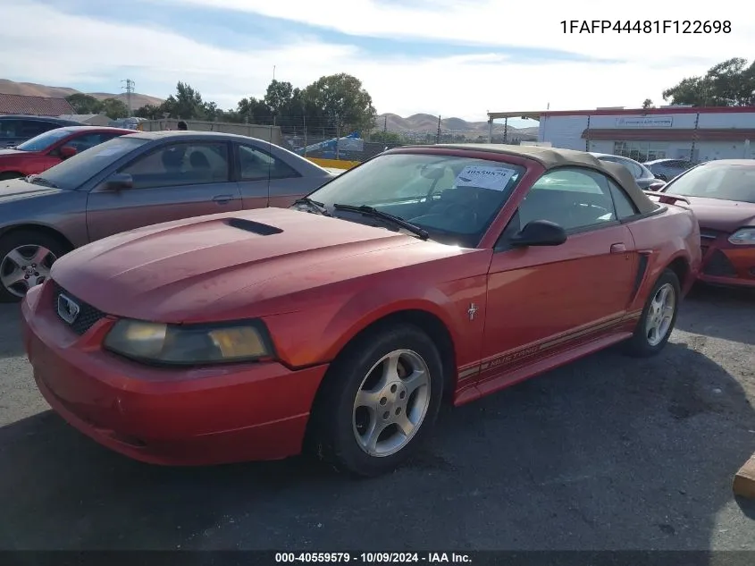 1FAFP44481F122698 2001 Ford Mustang