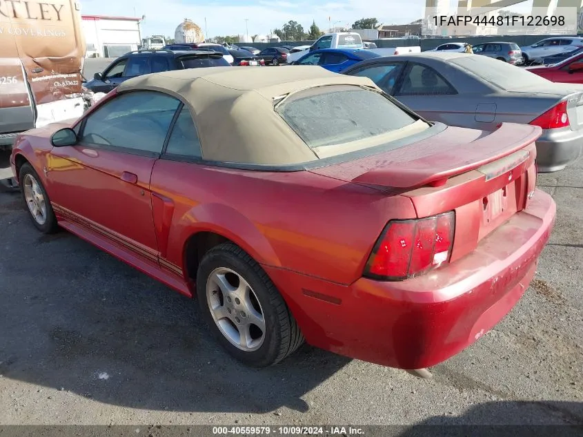 2001 Ford Mustang VIN: 1FAFP44481F122698 Lot: 40559579