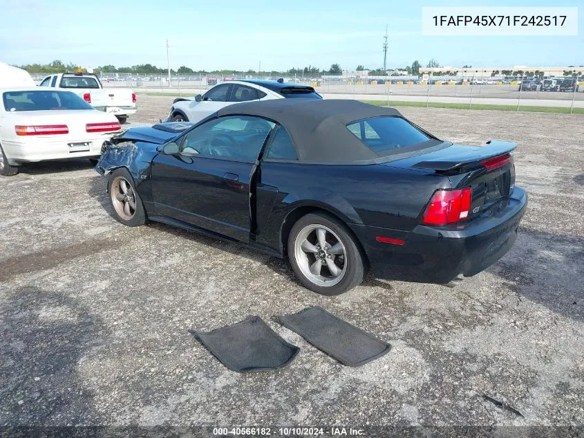 2001 Ford Mustang Gt VIN: 1FAFP45X71F242517 Lot: 40566182