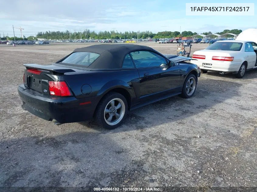 2001 Ford Mustang Gt VIN: 1FAFP45X71F242517 Lot: 40566182