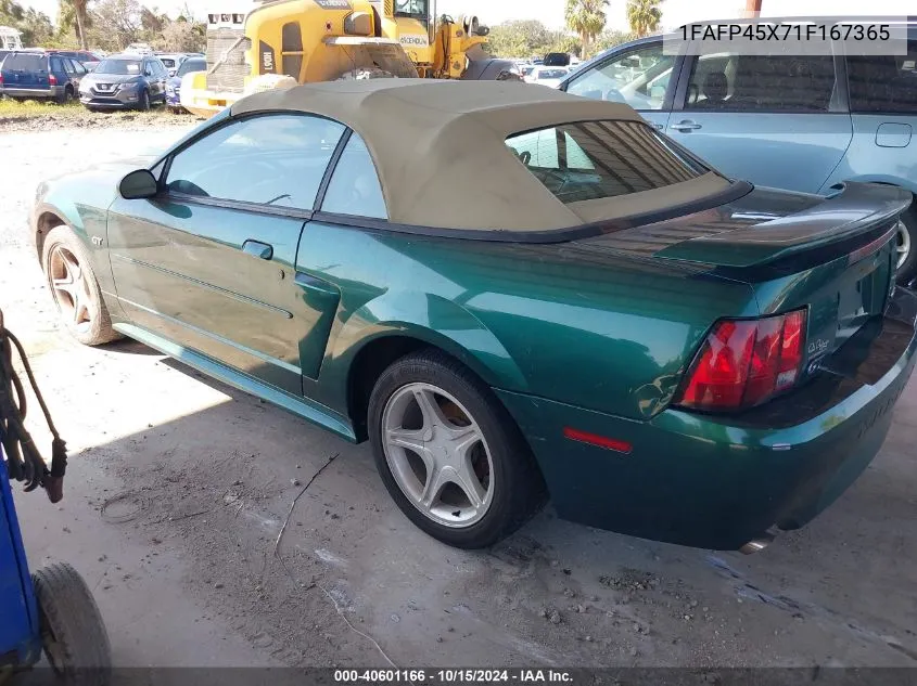 2001 Ford Mustang Gt VIN: 1FAFP45X71F167365 Lot: 40601166