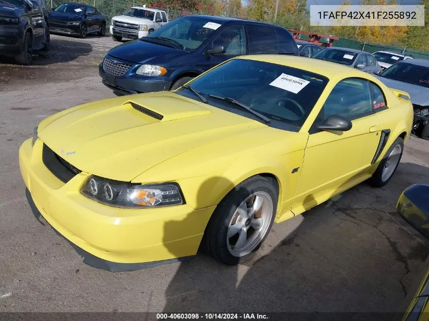 2001 Ford Mustang Gt VIN: 1FAFP42X41F255892 Lot: 40603098