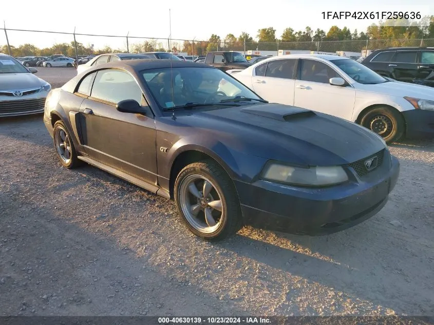 2001 Ford Mustang Gt VIN: 1FAFP42X61F259636 Lot: 40630139