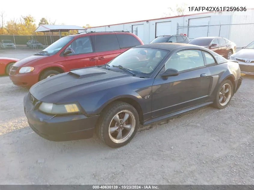 2001 Ford Mustang Gt VIN: 1FAFP42X61F259636 Lot: 40630139