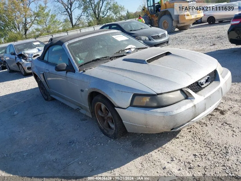 2001 Ford Mustang Gt VIN: 1FAFP45X21F111639 Lot: 40636826