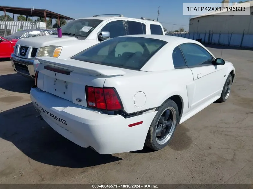 2001 Ford Mustang Gt VIN: 1FAFP42XX1F196833 Lot: 40646571