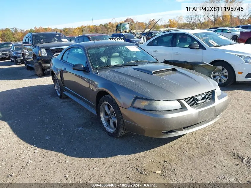 2001 Ford Mustang Gt VIN: 1FAFP42X81F195745 Lot: 40664463