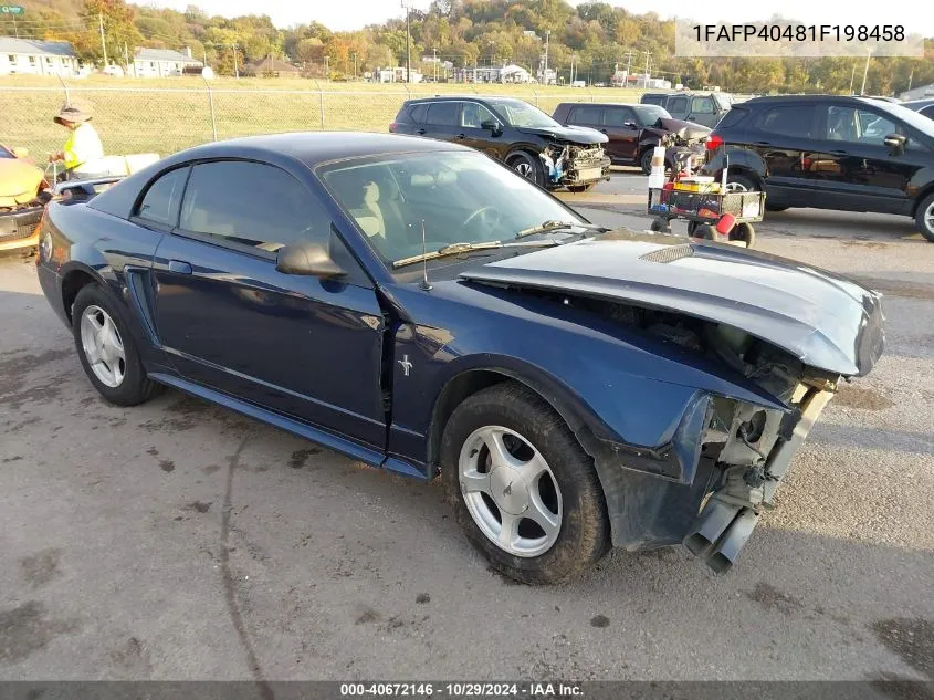 2001 Ford Mustang VIN: 1FAFP40481F198458 Lot: 40672146