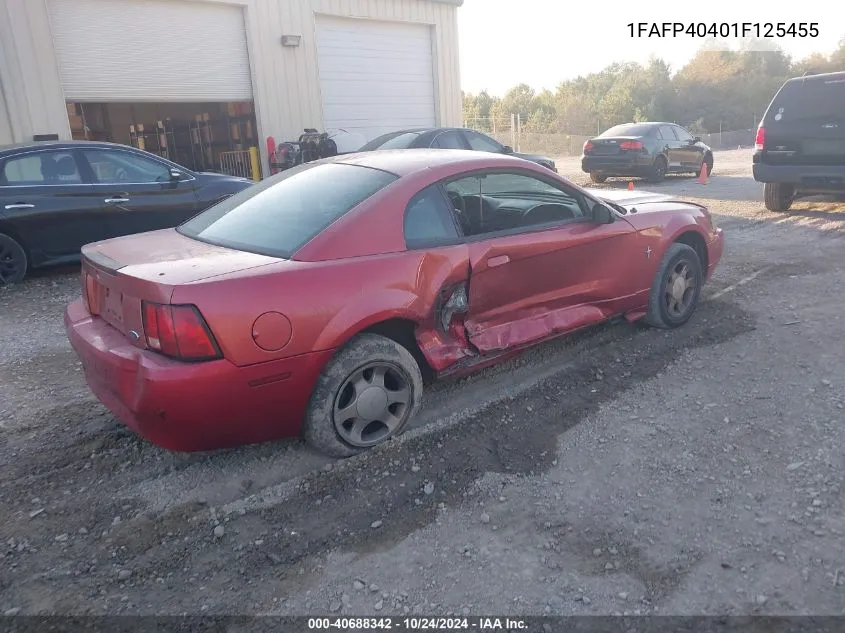 2001 Ford Mustang VIN: 1FAFP40401F125455 Lot: 40688342