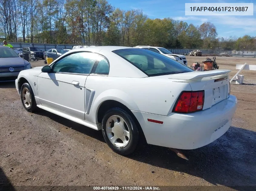 2001 Ford Mustang Standard/Deluxe/Premium VIN: 1FAFP40461F219887 Lot: 40756929