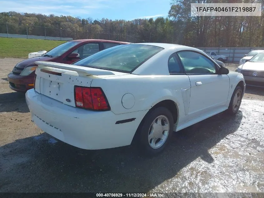 2001 Ford Mustang Standard/Deluxe/Premium VIN: 1FAFP40461F219887 Lot: 40756929