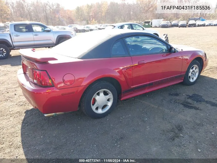 2001 Ford Mustang VIN: 1FAFP40431F185536 Lot: 40773741