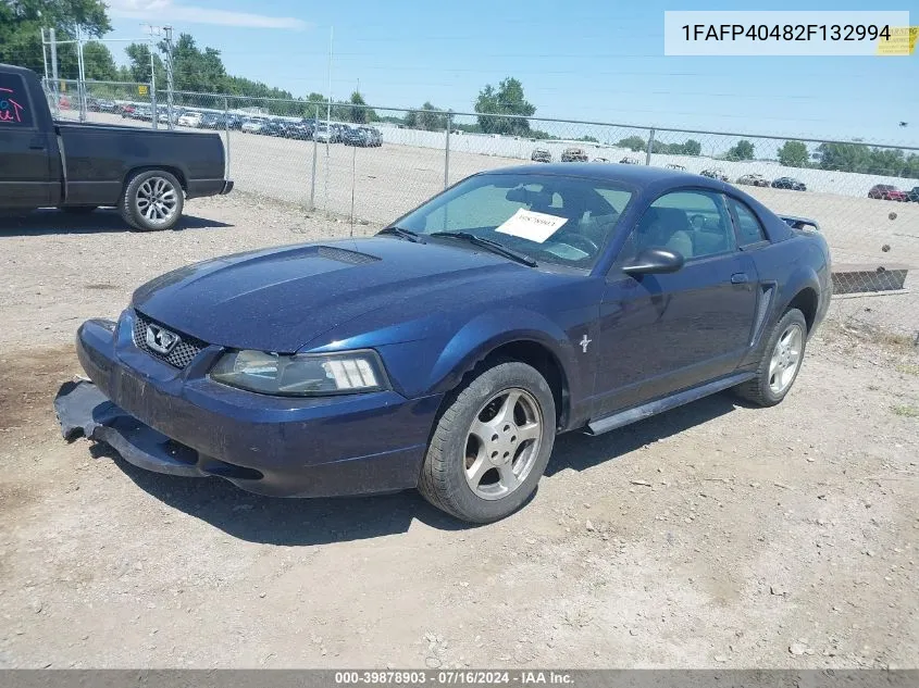 2002 Ford Mustang VIN: 1FAFP40482F132994 Lot: 39878903