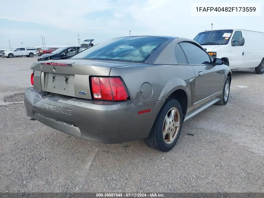 2002 Ford Mustang VIN: 1FAFP40482F173559 Lot: 39887845