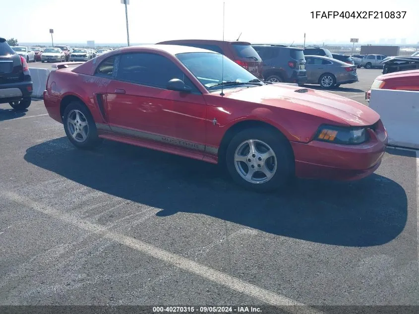 2002 Ford Mustang VIN: 1FAFP404X2F210837 Lot: 40270315