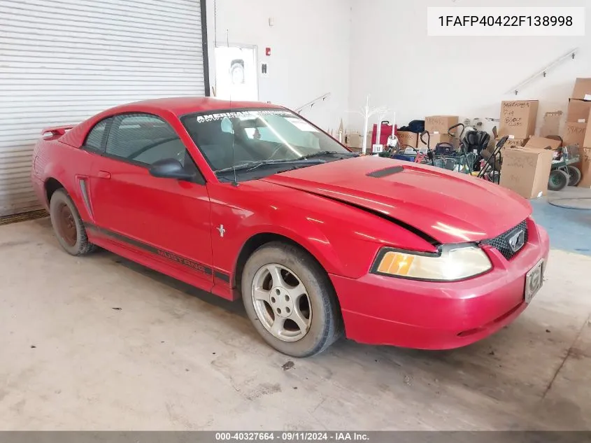 2002 Ford Mustang VIN: 1FAFP40422F138998 Lot: 40327664