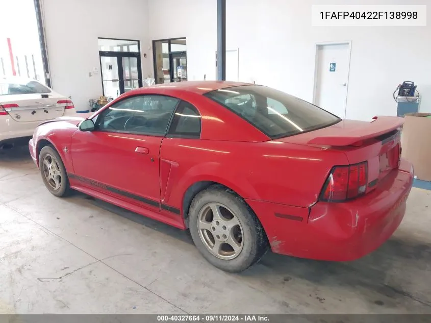 1FAFP40422F138998 2002 Ford Mustang