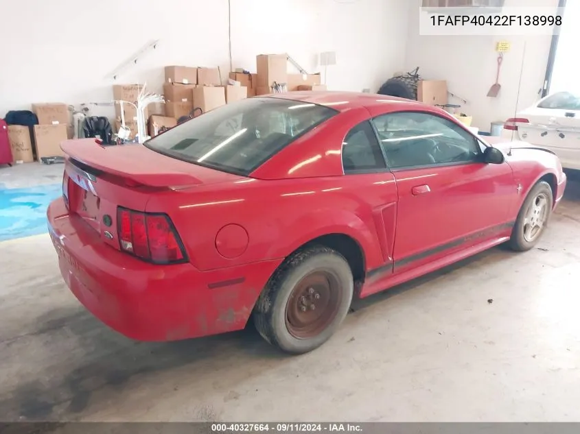 1FAFP40422F138998 2002 Ford Mustang