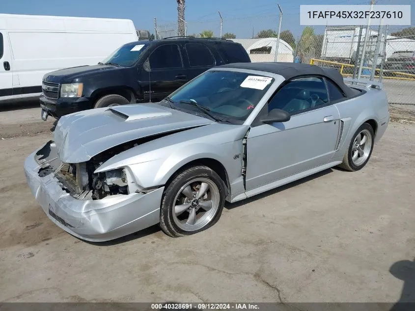 2002 Ford Mustang Gt VIN: 1FAFP45X32F237610 Lot: 40328691