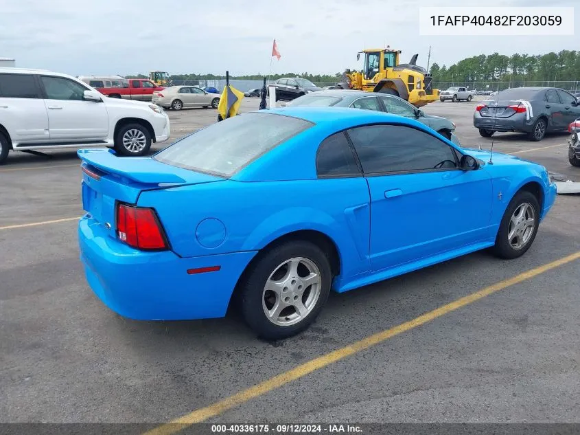 2002 Ford Mustang VIN: 1FAFP40482F203059 Lot: 40336175