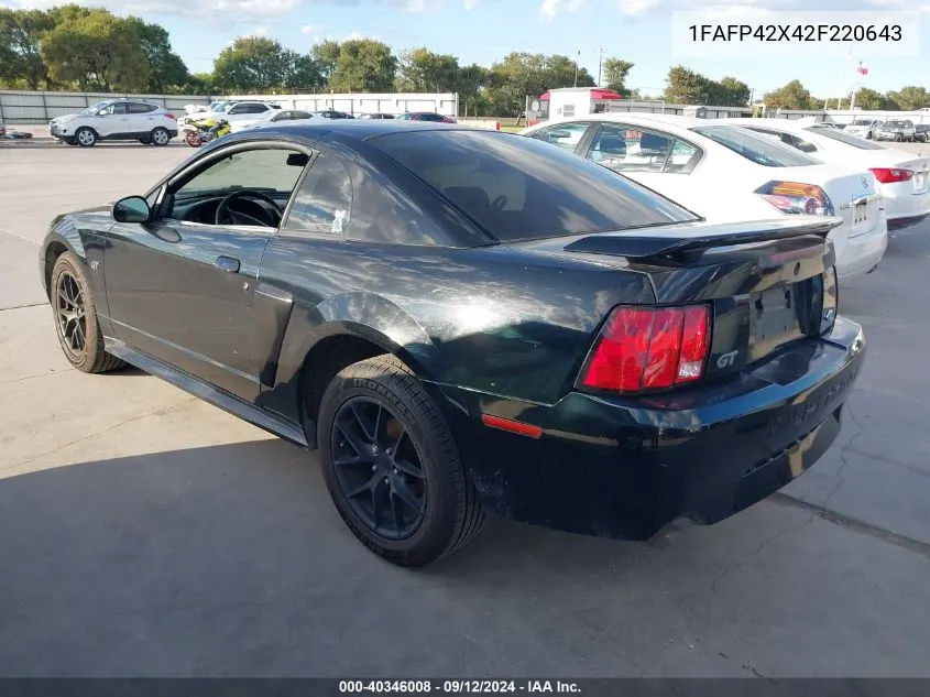 2002 Ford Mustang Gt VIN: 1FAFP42X42F220643 Lot: 40346008