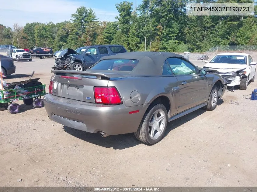 2002 Ford Mustang Gt VIN: 1FAFP45X32F193723 Lot: 40392012