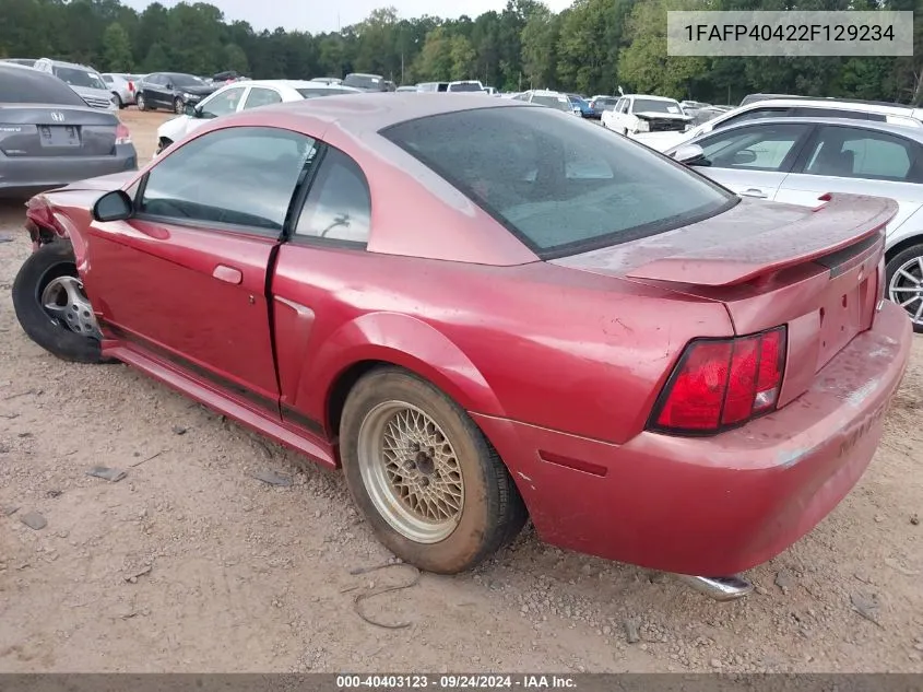 2002 Ford Mustang VIN: 1FAFP40422F129234 Lot: 40403123