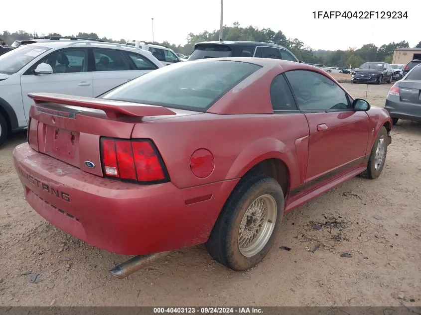 2002 Ford Mustang VIN: 1FAFP40422F129234 Lot: 40403123